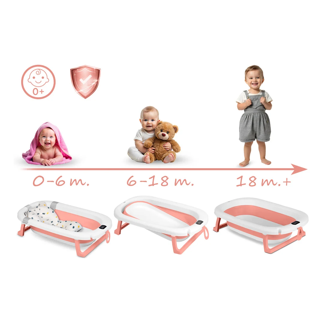 Sklopiva dječja kada s termometrom Ricokids RK-287 bijelo-ružičasta_14