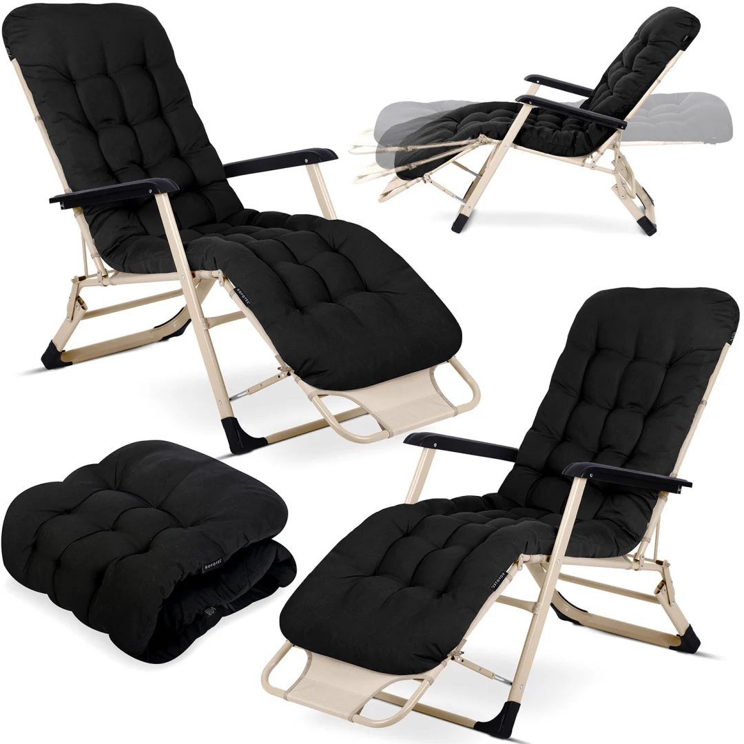 Sklopiva vrtna ležaljka Sofotel ChillWell s jastukom, set 2 komada, crna_1