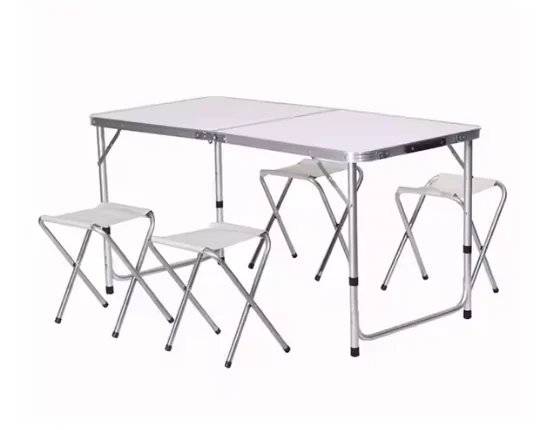 Sklopivi kamperski set stol + 4 stolice bijeli_2
