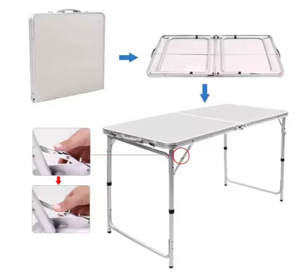 Sklopivi kamperski set stol + 4 stolice bijeli_7