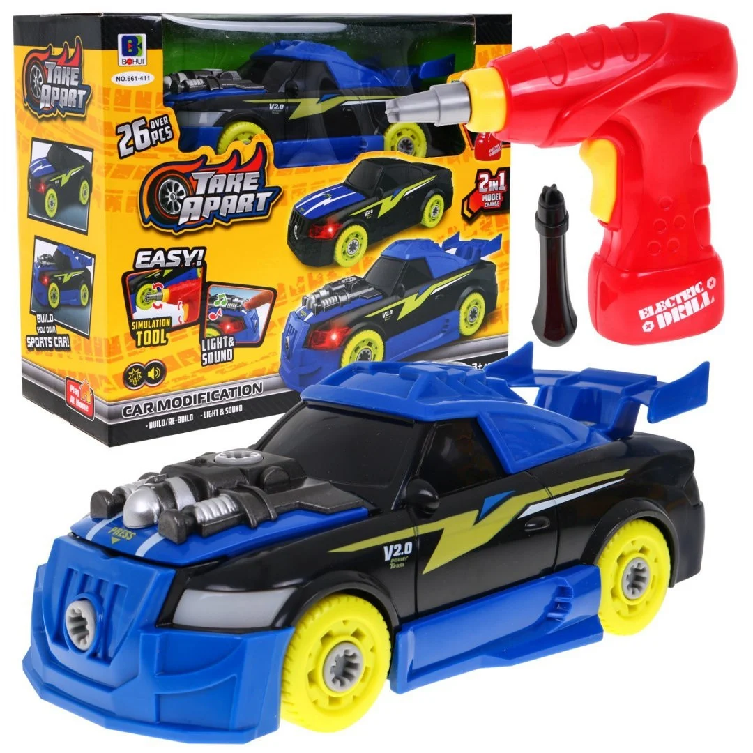 Sklopivi sportski automobil 2-u-1 s odvijačem, zvukovi i svjetla, 3+_1