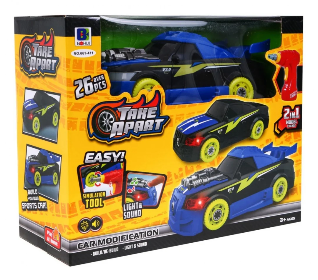 Sklopivi sportski automobil 2-u-1 s odvijačem, zvukovi i svjetla, 3+_10