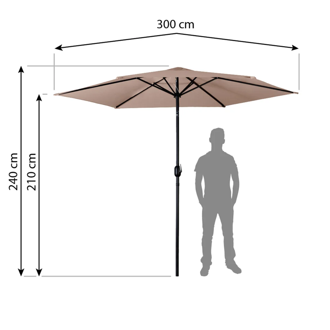 Sklopivi vrtni suncobran, 6 dijelova, 300 cm, s navlakom, Plonos PL-884, siva, var. 488402_4