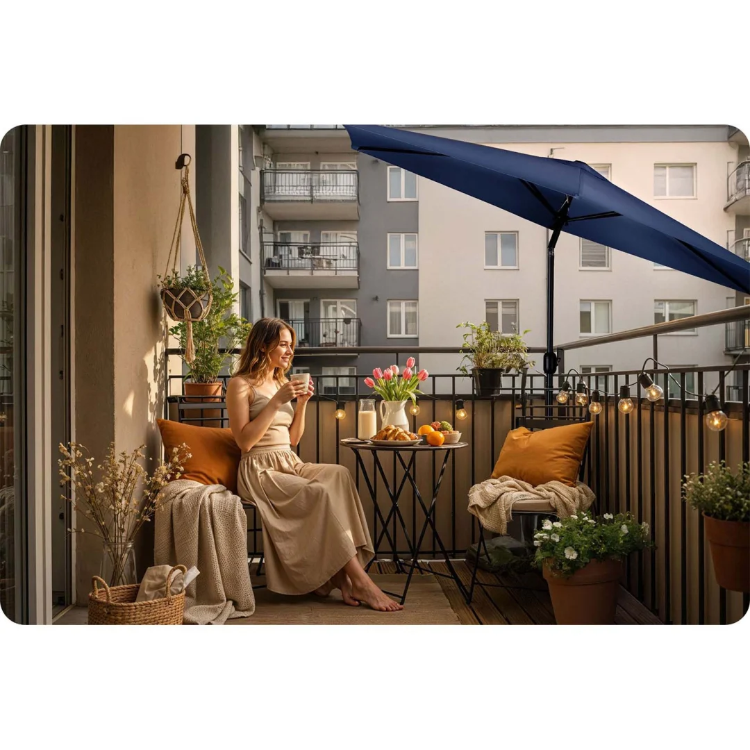 Sklopivi vrtni suncobran, 6 dijelova, 300 cm, s navlakom, Plonos PL-884, siva_11