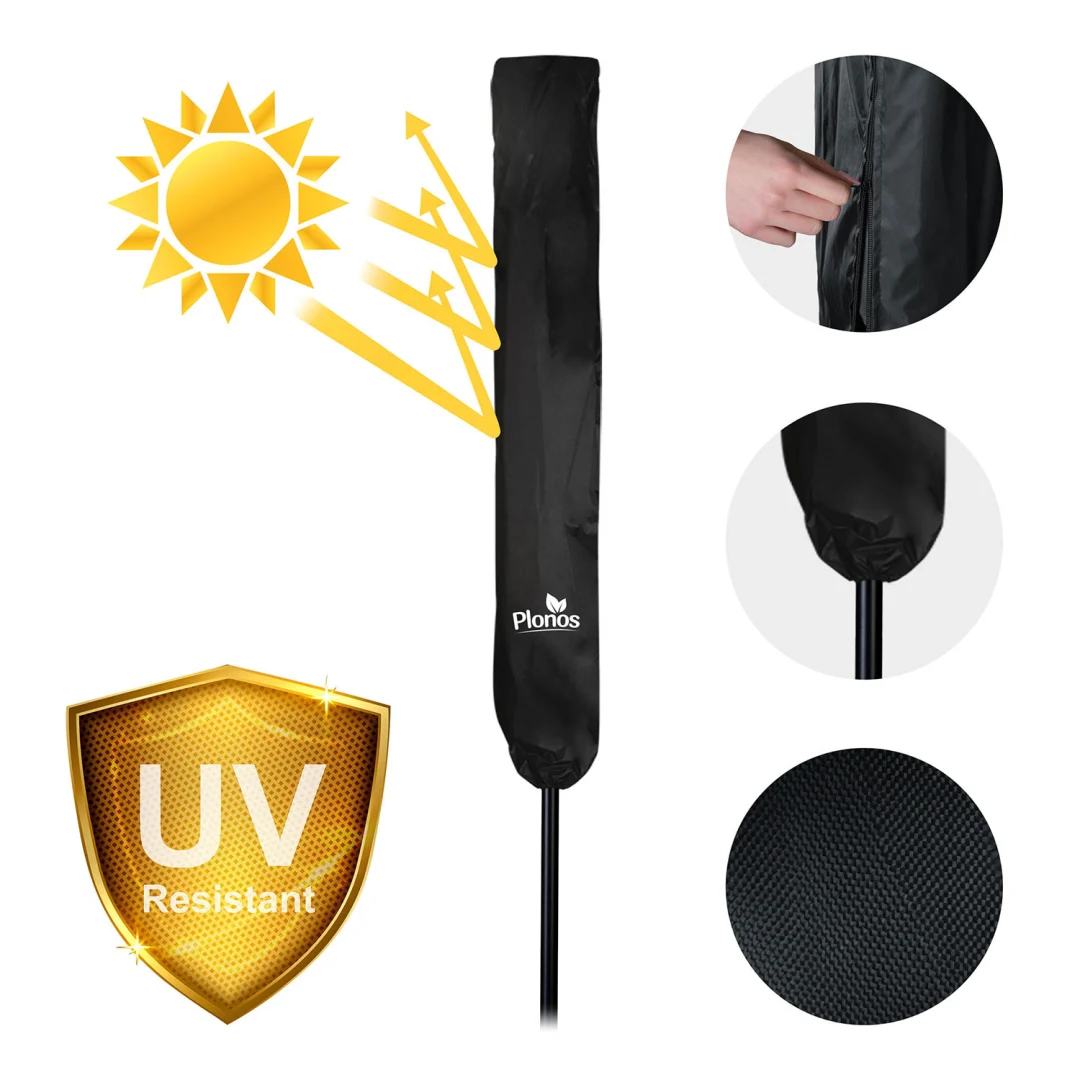 Sklopivi vrtni suncobran, 6 dijelova, 300 cm, s navlakom, Plonos PL-884, siva_6