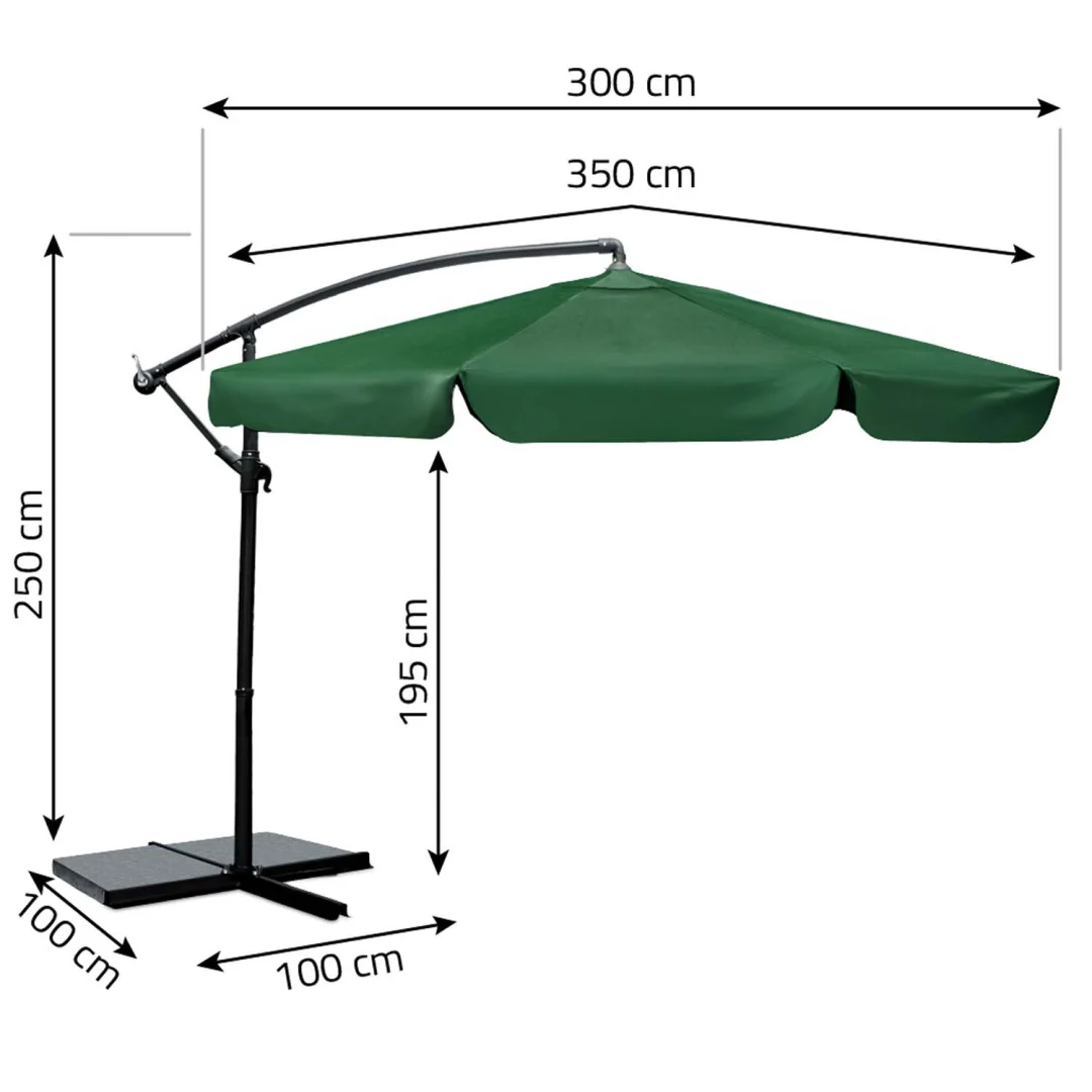 Sklopivi vrtni suncobran, 6 dijelova, 350 cm, s navlakom, Plonos PL-880, siva, var. 488001_4