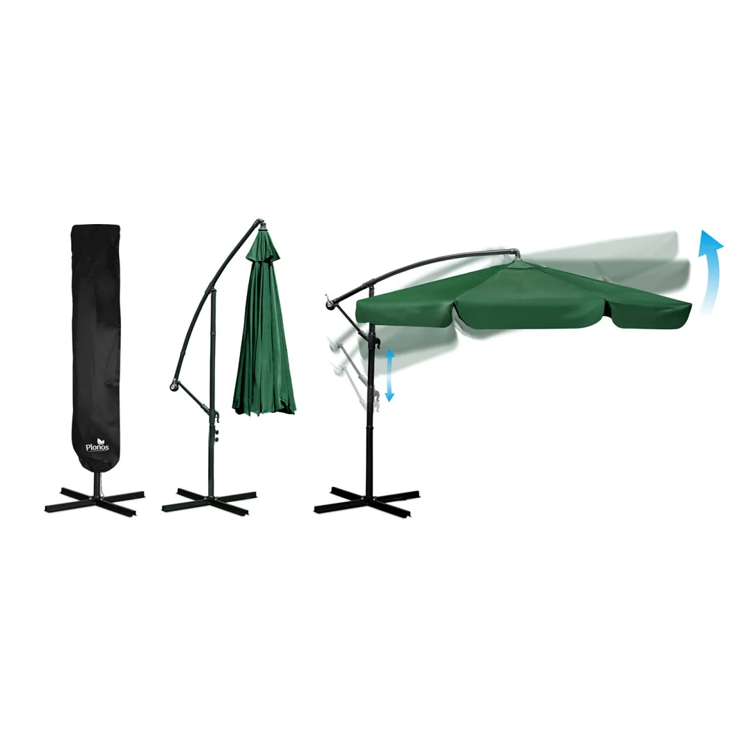 Sklopivi vrtni suncobran, 6 dijelova, 350 cm, s navlakom, Plonos PL-880, siva, var. 488001_5