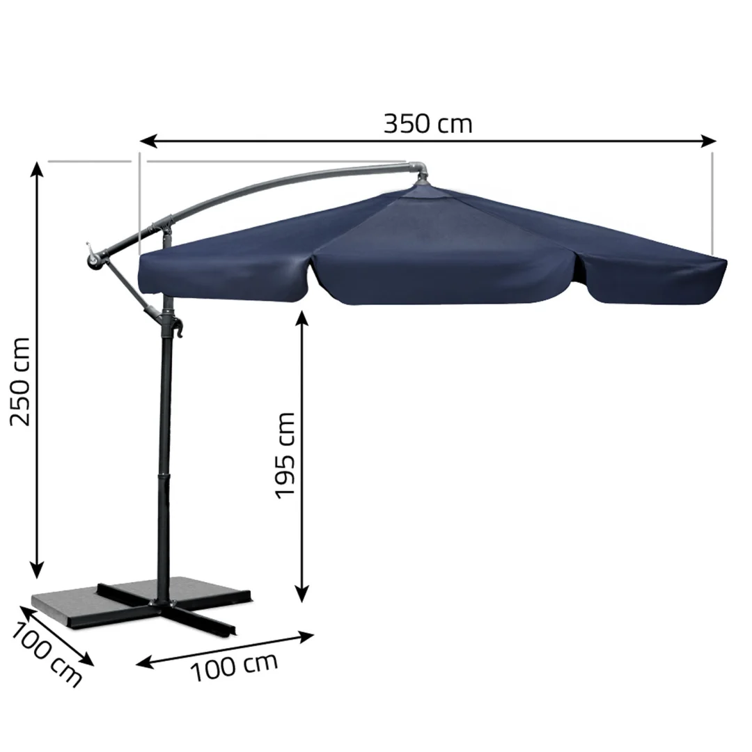 Sklopivi vrtni suncobran, 6 dijelova, 350 cm, s navlakom, Plonos PL-880, siva, var. 488002_5
