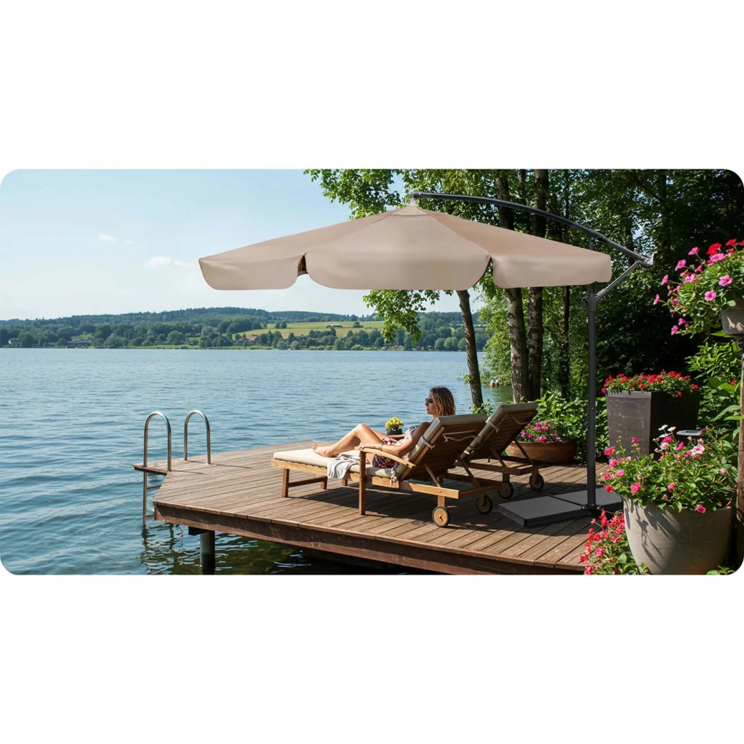 Sklopivi vrtni suncobran, 6 dijelova, 350 cm, s navlakom, Plonos PL-880, siva, var. 488003_12