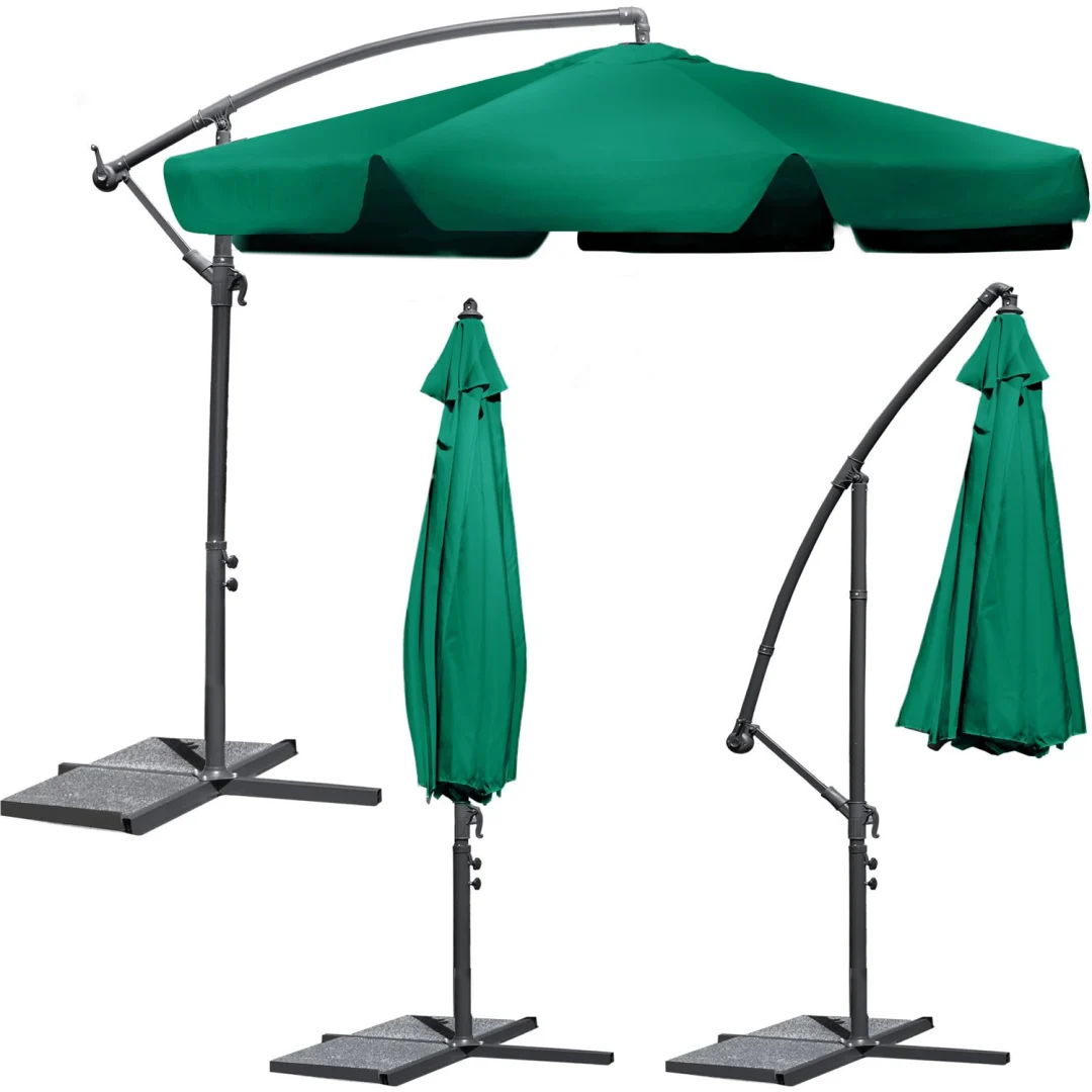 Sklopivi vrtni suncobran, 6 segmenata, zeleni, 350 cm_1