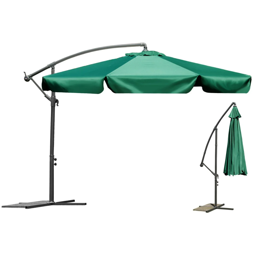Sklopivi vrtni suncobran, 6 segmenata, zeleni, 350 cm_3