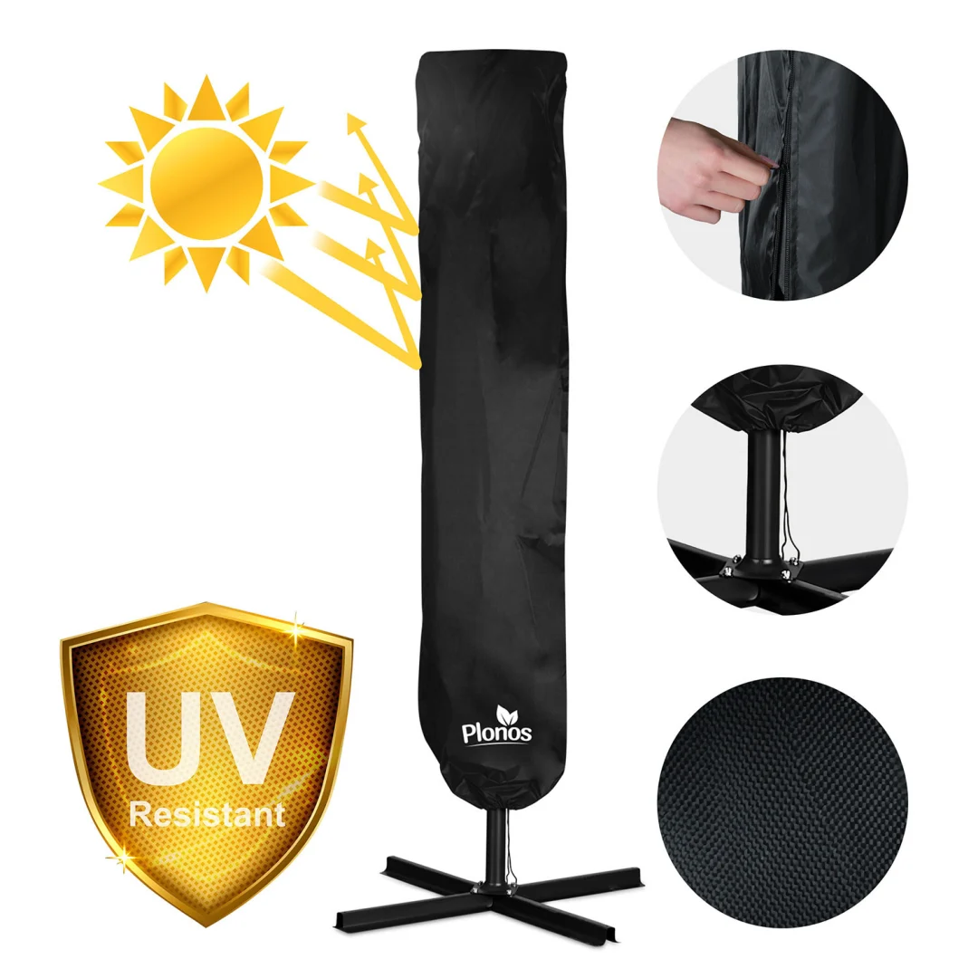 Sklopivi vrtni suncobran, 8 segmenata, 350 cm, s navlakom, Plonos PL-881, zelena_14