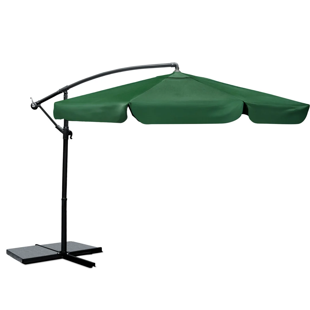 Sklopivi vrtni suncobran, 8 segmenata, 350 cm, s navlakom, Plonos PL-881, zelena_15