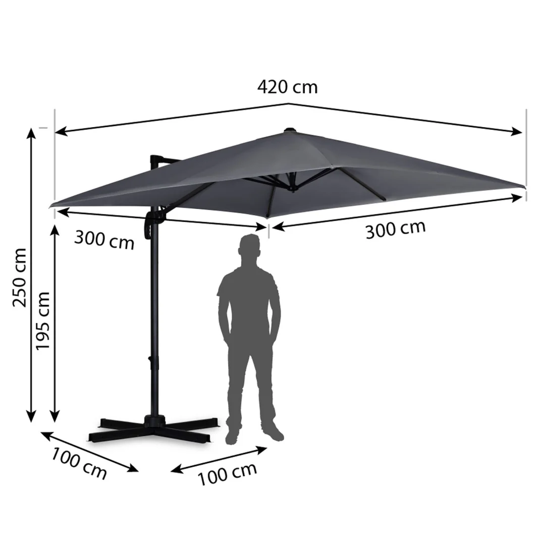Sklopivi vrtni suncobran, 8 segmenata, 420 cm, s navlakom, Plonos PL-883_3