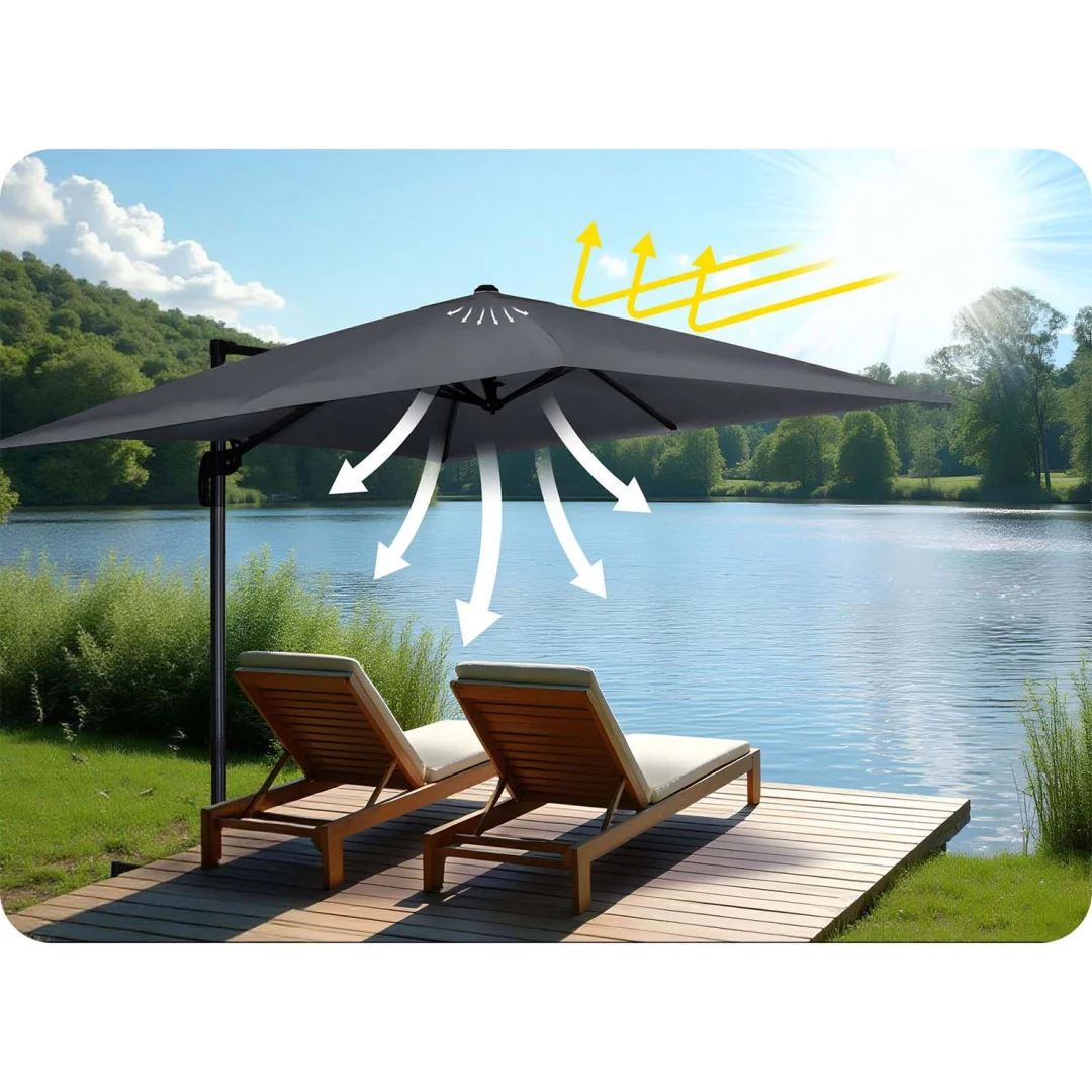 Sklopivi vrtni suncobran, 8 segmenata, 420 cm, s navlakom, Plonos PL-883_7