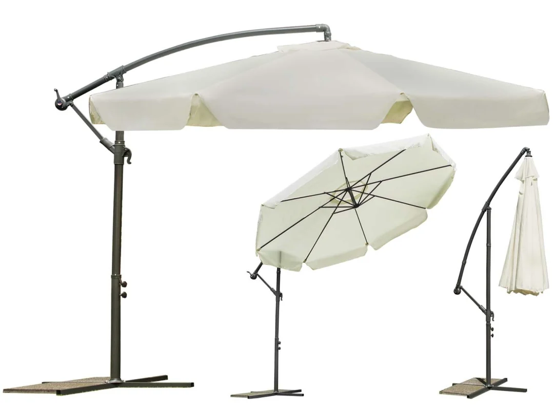 Sklopivi vrtni suncobran, 8 segmenata, bež, 350 cm_3