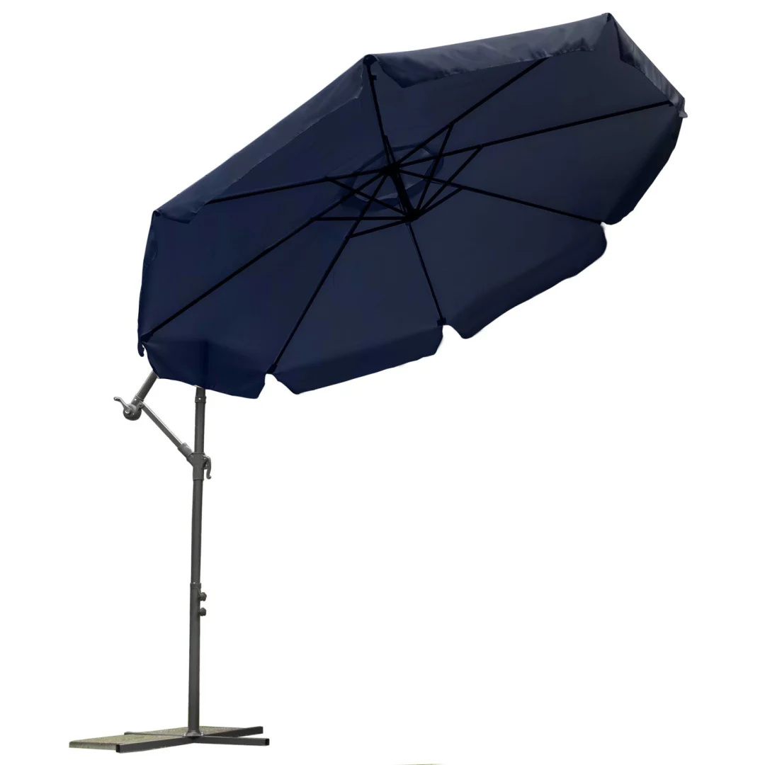 Sklopivi vrtni suncobran, 8 segmenata, tamnoplava boja, 350 cm_2