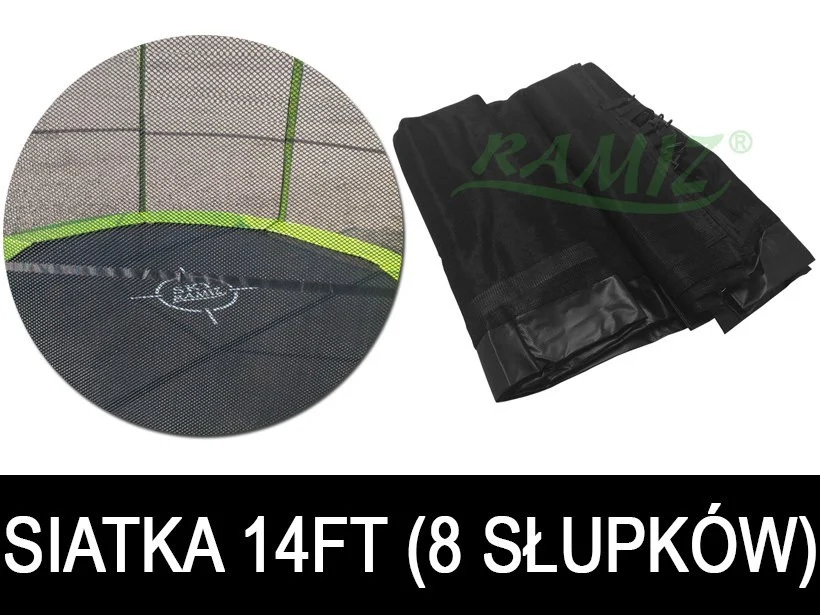 SkyRamiz Crna zaštitna mreža za vrtni trampolin 427 cm/14 stopa 8 tunela za stupove_1