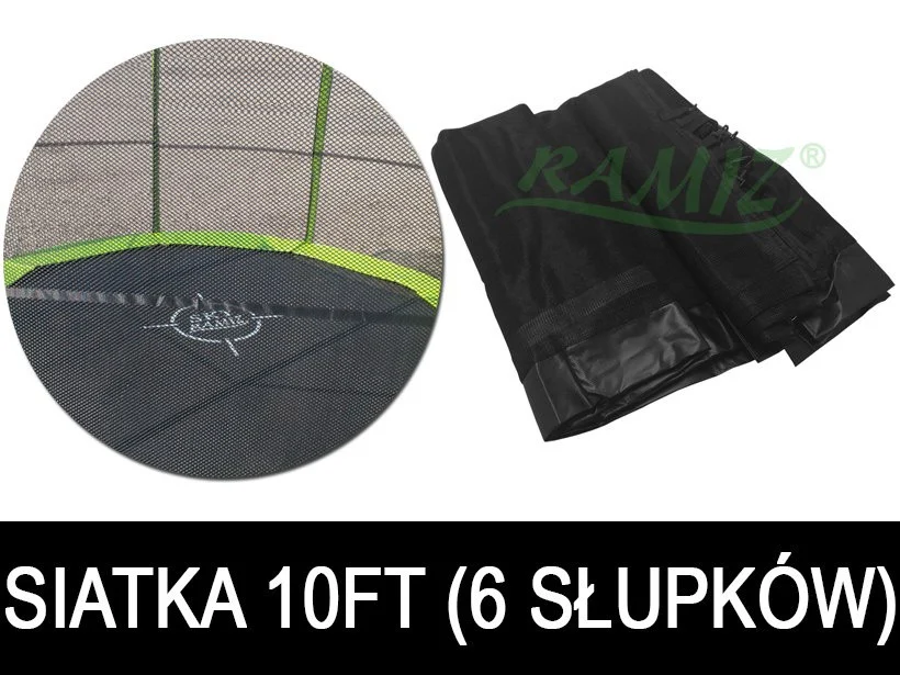 SkyRamiz crna zaštitna mreža za vrtni trampolin 305 cm/10 stopa 6 tunela s stupovima_1