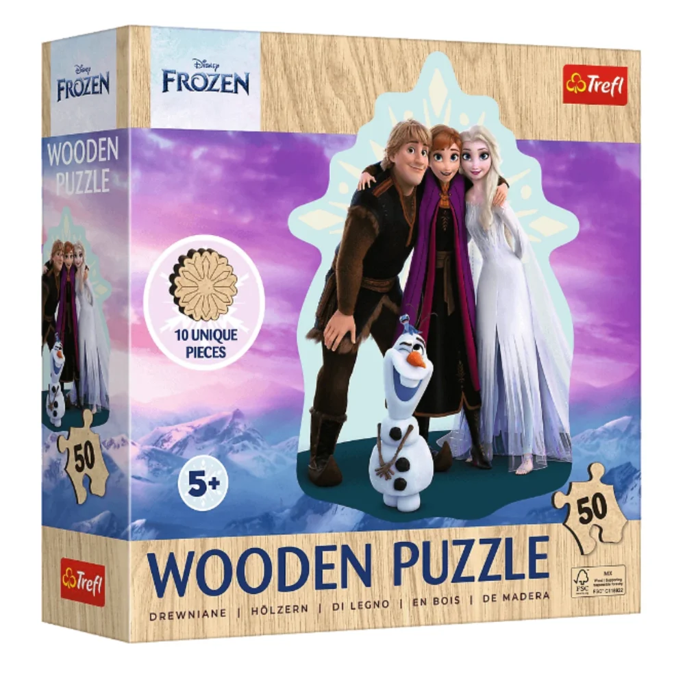 Slagalica – 50 drvenih dijelova – Disney Frozen – Omiljena Frozen zemlja – Trefl 31512_1