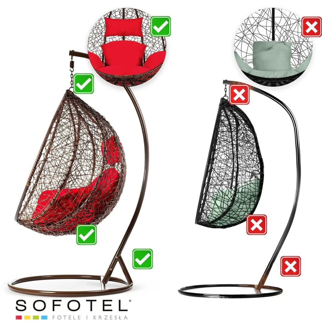Smeđa viseća vrtna stolica Havana + crveni jastuci Sofotel_14