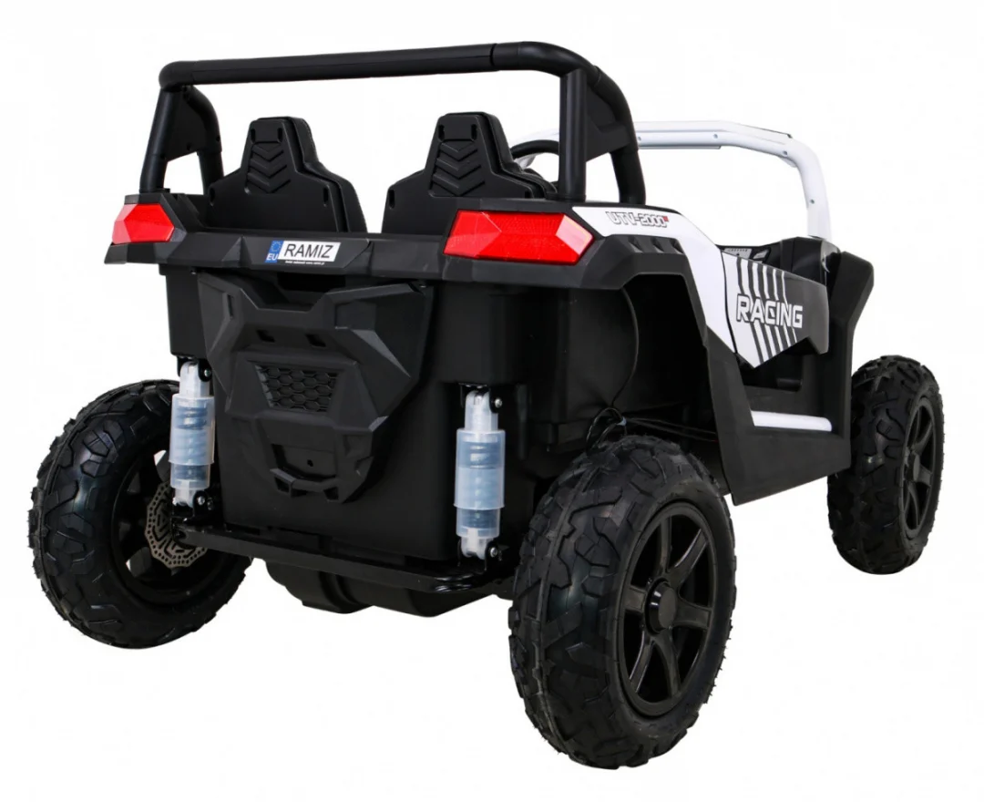 Snažan trkaći ATV buggy za 2 djece bijeli + motor bez četkica + kotači na napuhavanje, bijela buggy na akumulator_10