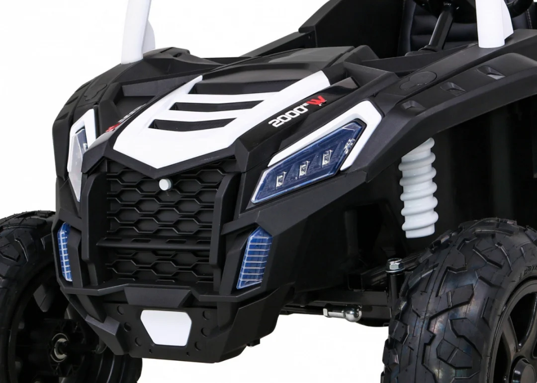 Snažan trkaći ATV buggy za 2 djece bijeli + motor bez četkica + kotači na napuhavanje, bijela buggy na akumulator_13