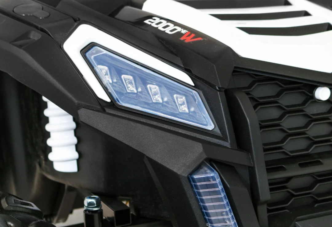 Snažan trkaći ATV buggy za 2 djece bijeli + motor bez četkica + kotači na napuhavanje, bijela buggy na akumulator_14