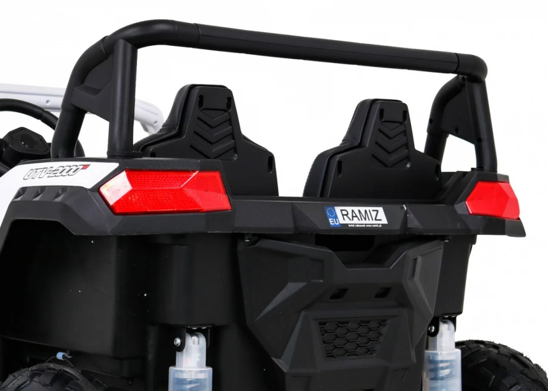 Snažan trkaći ATV buggy za 2 djece bijeli + motor bez četkica + kotači na napuhavanje, bijela buggy na akumulator_15