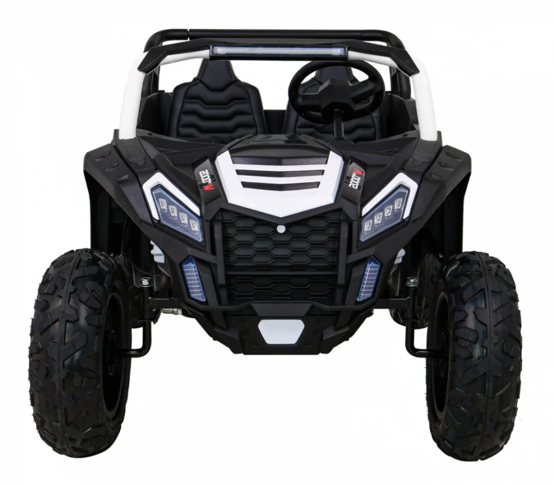 Snažan trkaći ATV buggy za 2 djece bijeli + motor bez četkica + kotači na napuhavanje, bijela buggy na akumulator_3