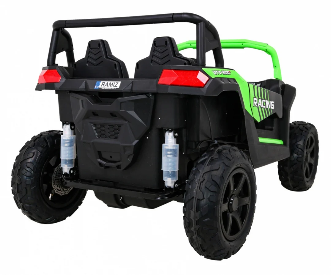 Snažan trkaći ATV buggy za 2 djece zeleni + motor bez četkica + gume na napuhavanje + audio, zelena buggy na akumulator_11