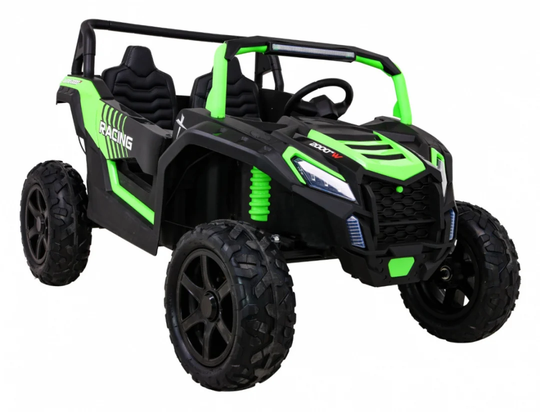Snažan trkaći ATV buggy za 2 djece zeleni + motor bez četkica + gume na napuhavanje + audio, zelena buggy na akumulator_12