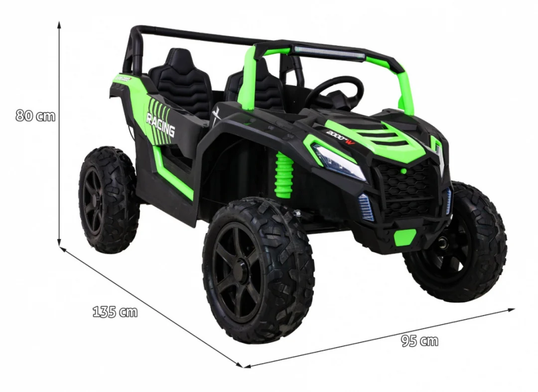Snažan trkaći ATV buggy za 2 djece zeleni + motor bez četkica + gume na napuhavanje + audio, zelena buggy na akumulator_2