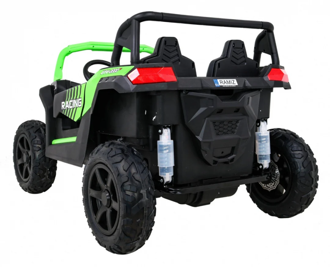 Snažan trkaći ATV buggy za 2 djece zeleni + motor bez četkica + gume na napuhavanje + audio, zelena buggy na akumulator_5