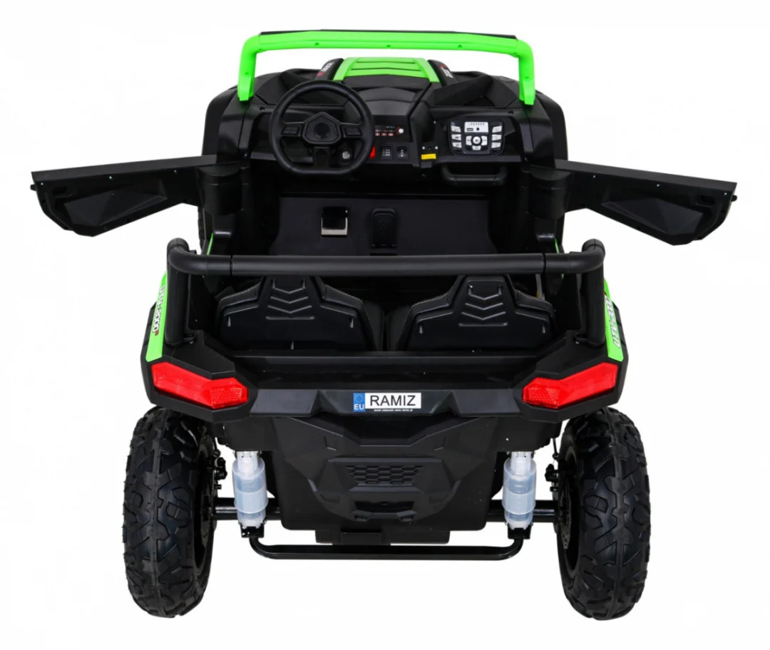 Snažan trkaći ATV buggy za 2 djece zeleni + motor bez četkica + gume na napuhavanje + audio, zelena buggy na akumulator_7