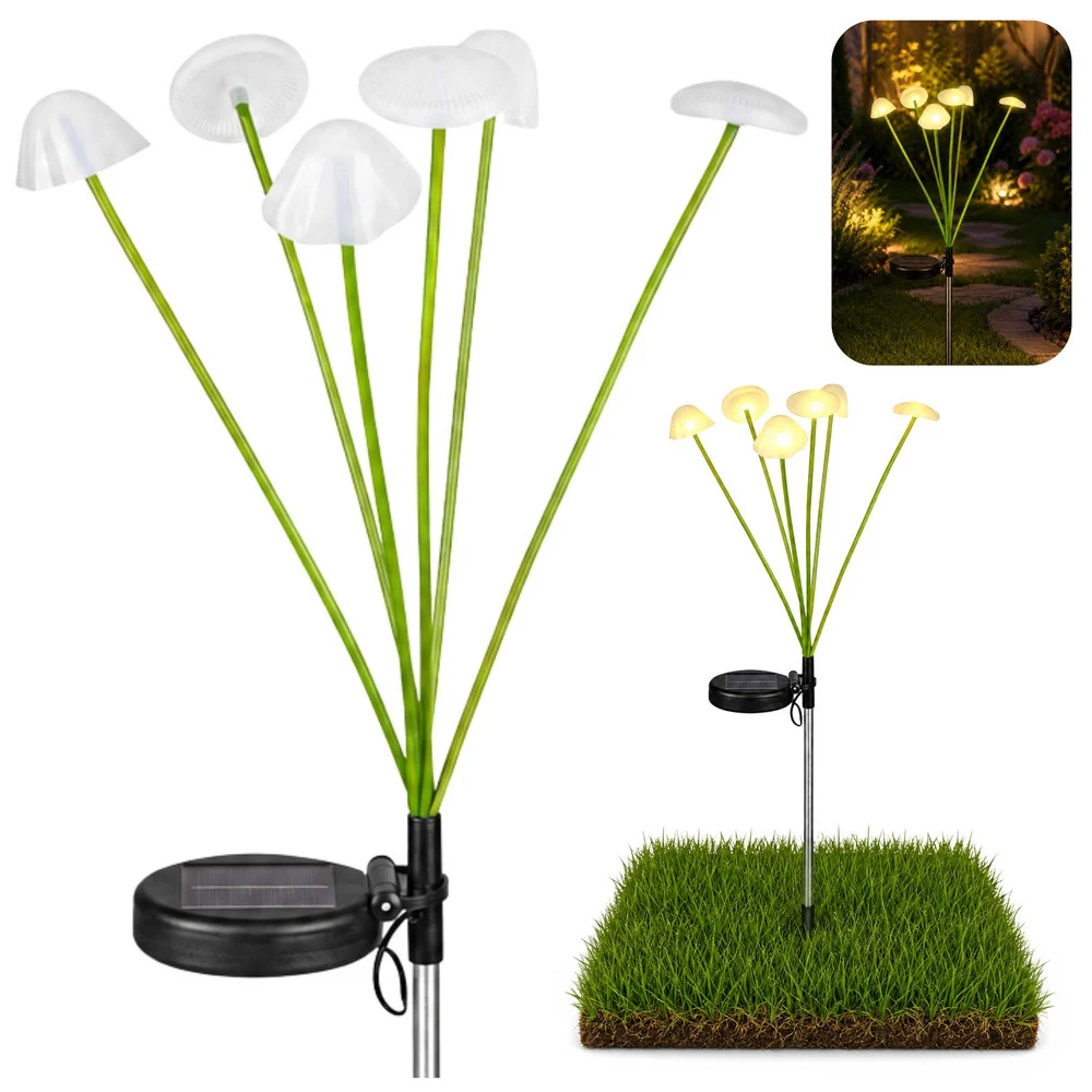 Solarna vrtna lampa gljive, toplo LED svjetlo 70 cm_1