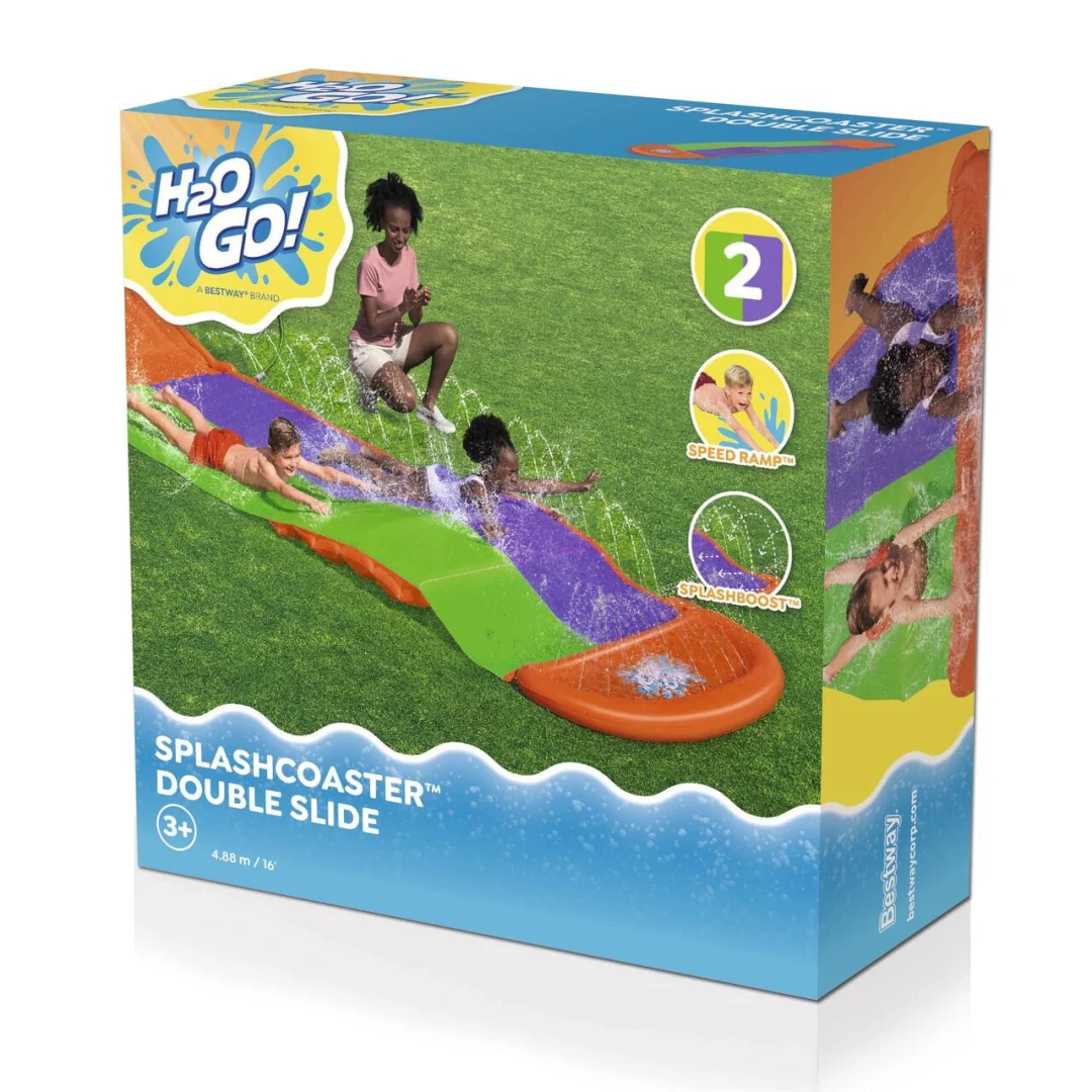 SplashCoaster vodeni tobogan za 2 djece 3+ BESTWAY staza 488 cm + prskalice + rampa_9