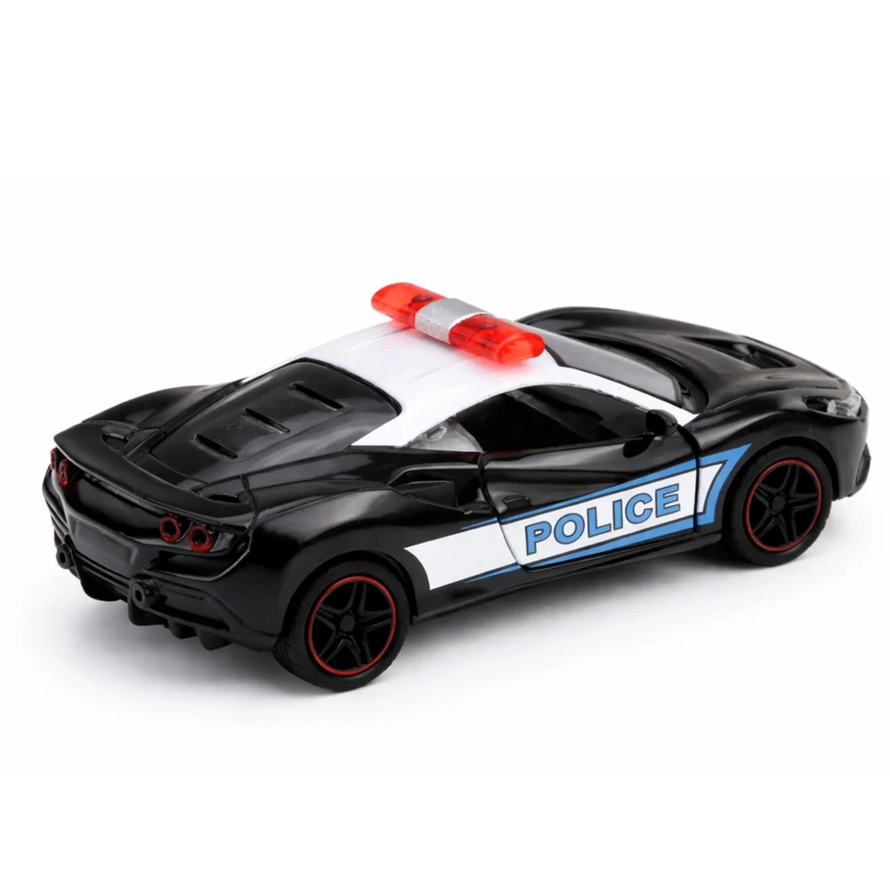 Sportski automobil Policijski automobil s motoriziranim metalnim navlakom za povlačenje Crni 1:43_3