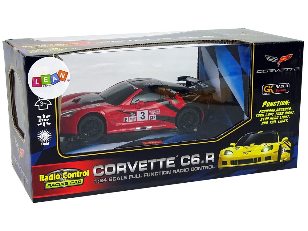 Sportski automobil na daljinsko upravljanje 1:24 Corvette C6.R Crvena 2.4 G svjetla_7