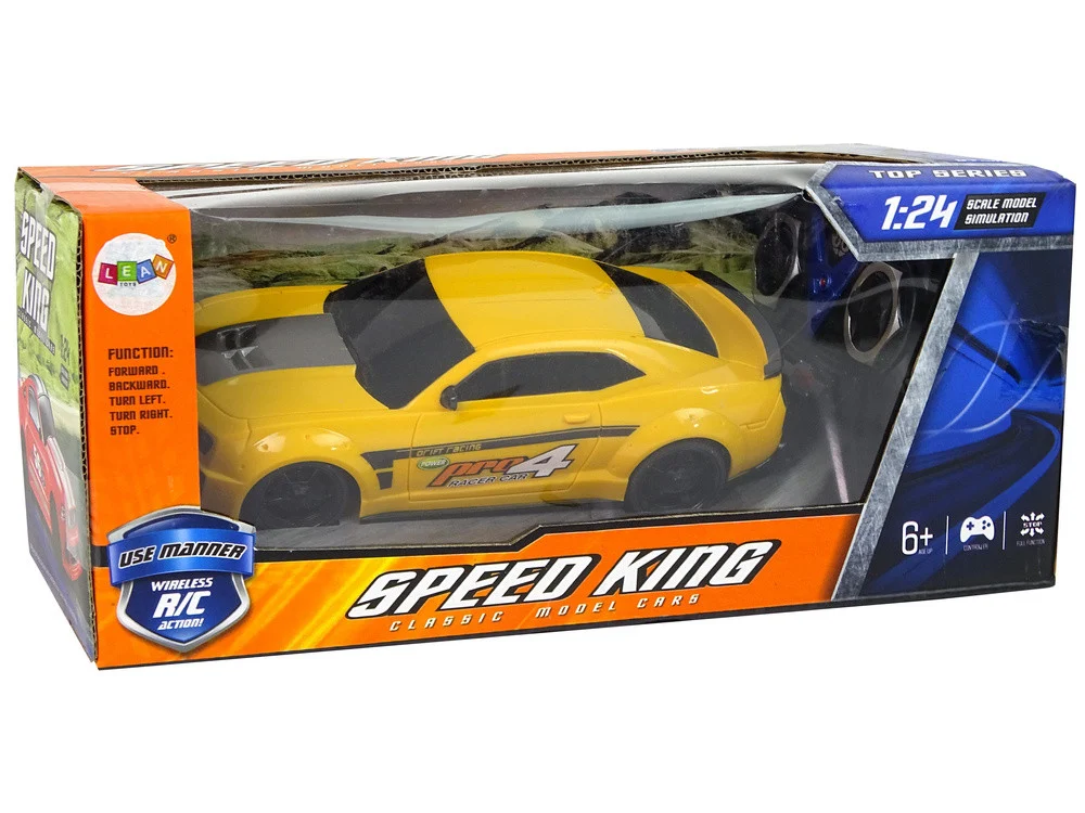 Sportski automobil na daljinsko upravljanje 1:24 za trke sa žuto zatamnjenim prozorima_6