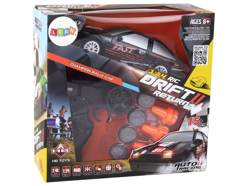 Sportski automobil na daljinsko upravljanje R/C 1:24 Crni zamjenjivi kotači_9