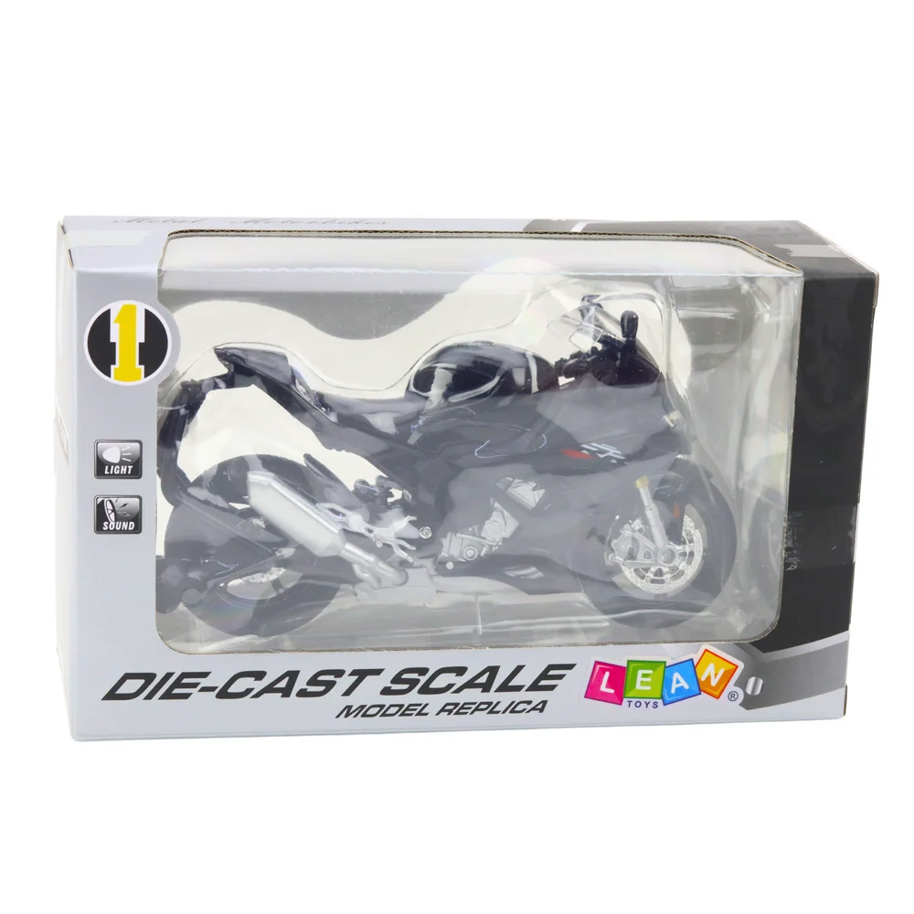 Sportski motocikl Metalna svjetla Zvuci Crno S1000 1:12_4