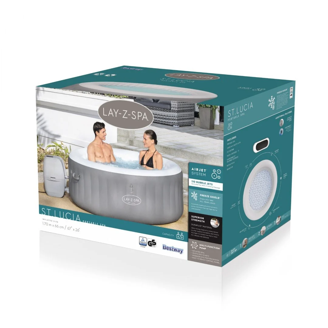 St. Lucia Lay-Z-Spa BESTWAY napuhavajuća hidromasažna kada za 3 osobe + pumpa + filter + navlaka_8