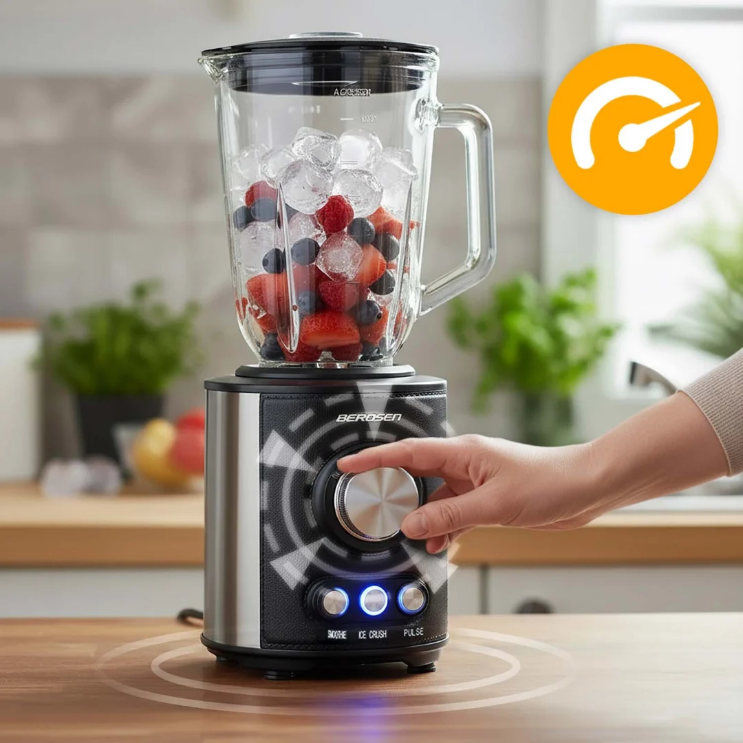 Stakleni blender za smoothieje, koktele, drobljenje leda, 1,5 l, 800 W, BD-751, Berdsen, crni_11