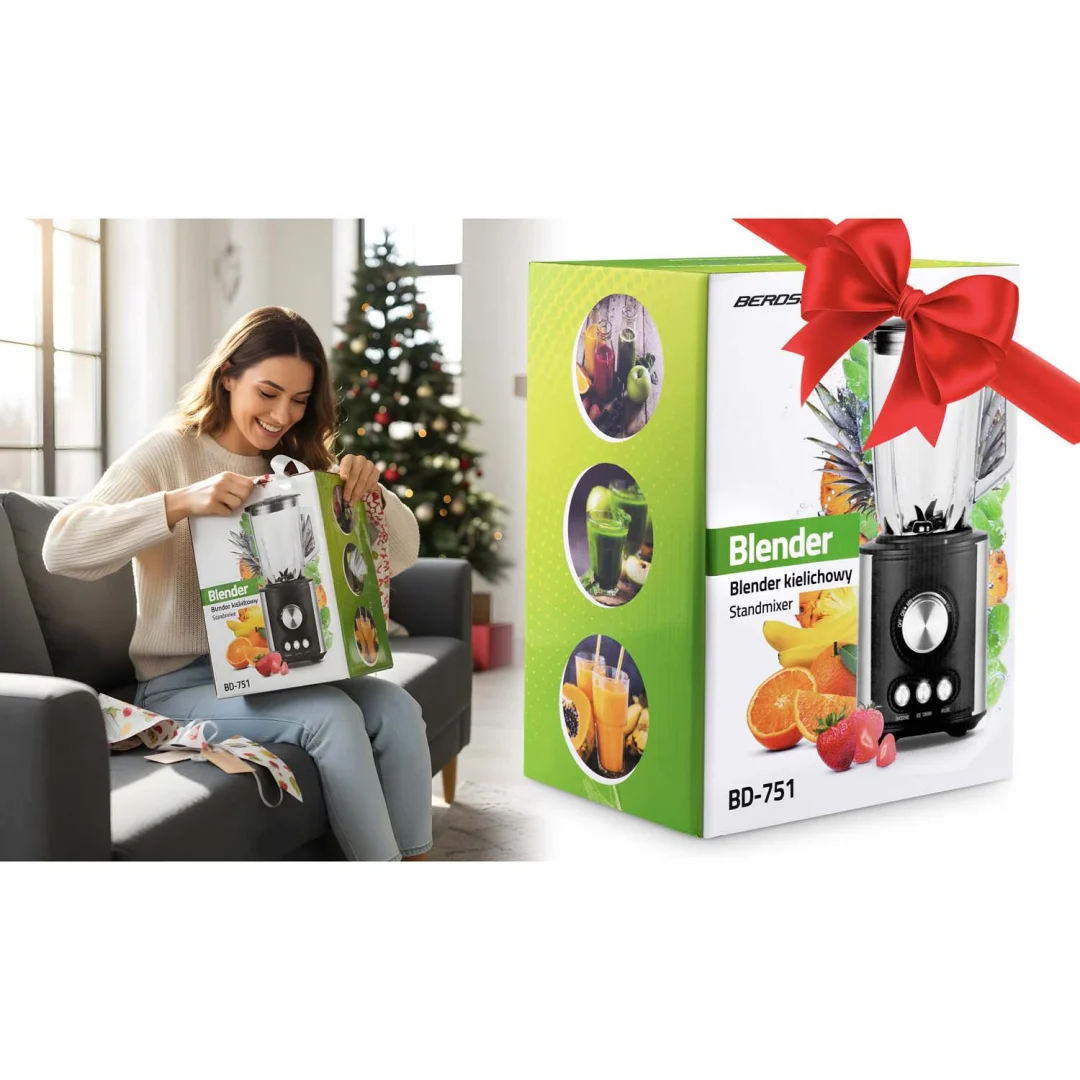 Stakleni blender za smoothieje, koktele, drobljenje leda, 1,5 l, 800 W, BD-751, Berdsen, crni_14