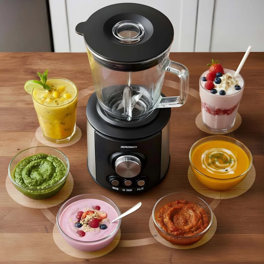 Stakleni blender za smoothieje, koktele, drobljenje leda, 1,5 l, 800 W, BD-751, Berdsen, crni_6