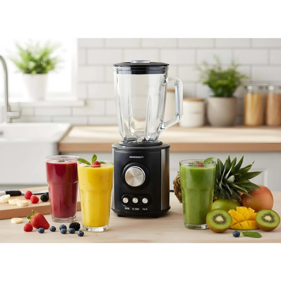 Stakleni blender za smoothieje, koktele, drobljenje leda, 1,5 l, 800 W, BD-751, Berdsen, crni_8