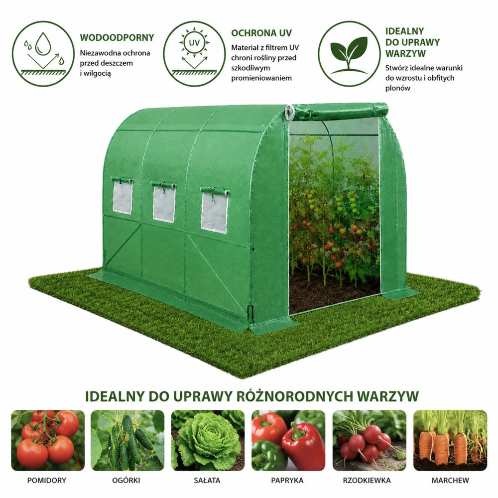 Staklenik za povrće, zeleni UV prozori, 3,5x2x2M, 7M²_8