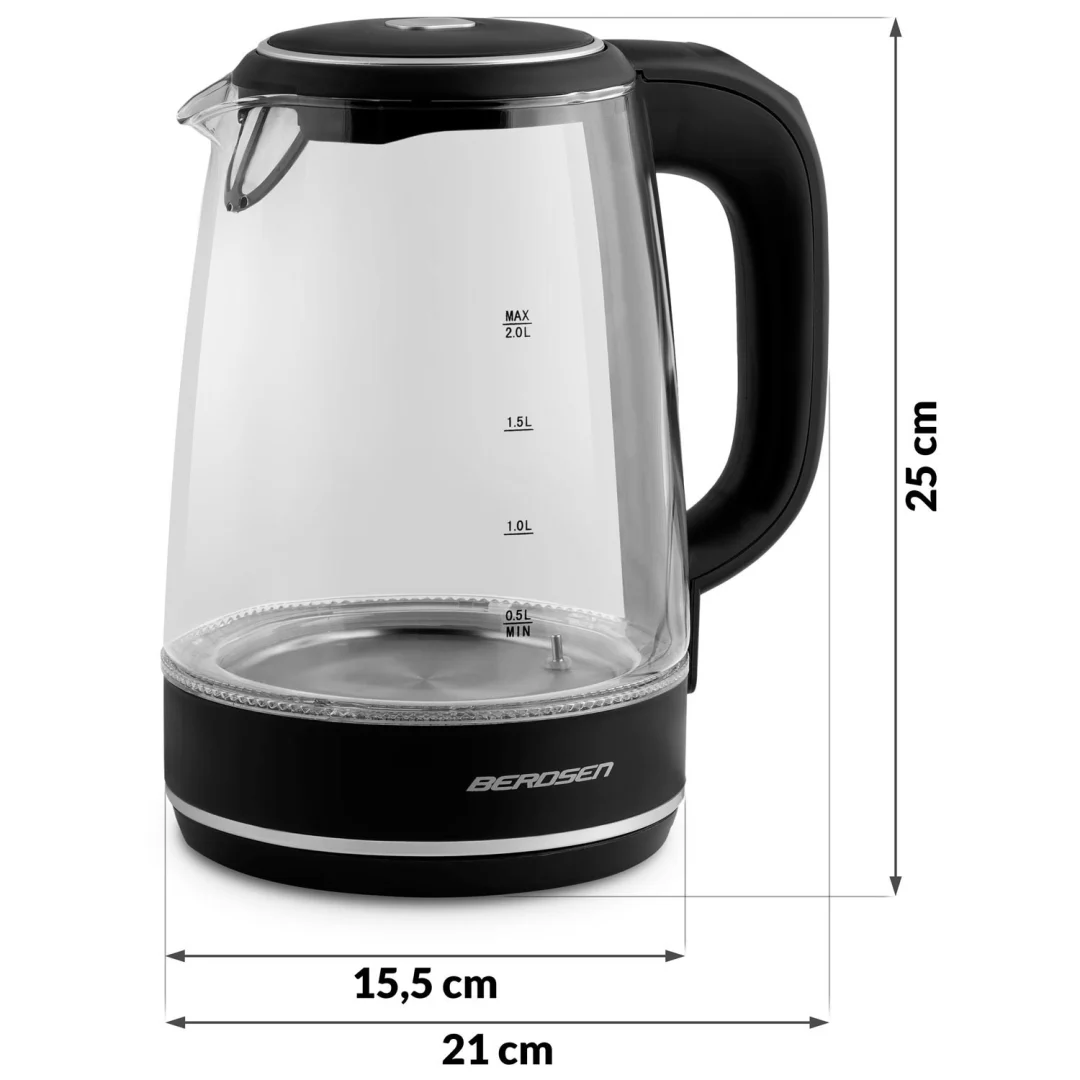 Stakleno kuhalo za vodu Berdsen BD-702, 2 l, crno_10