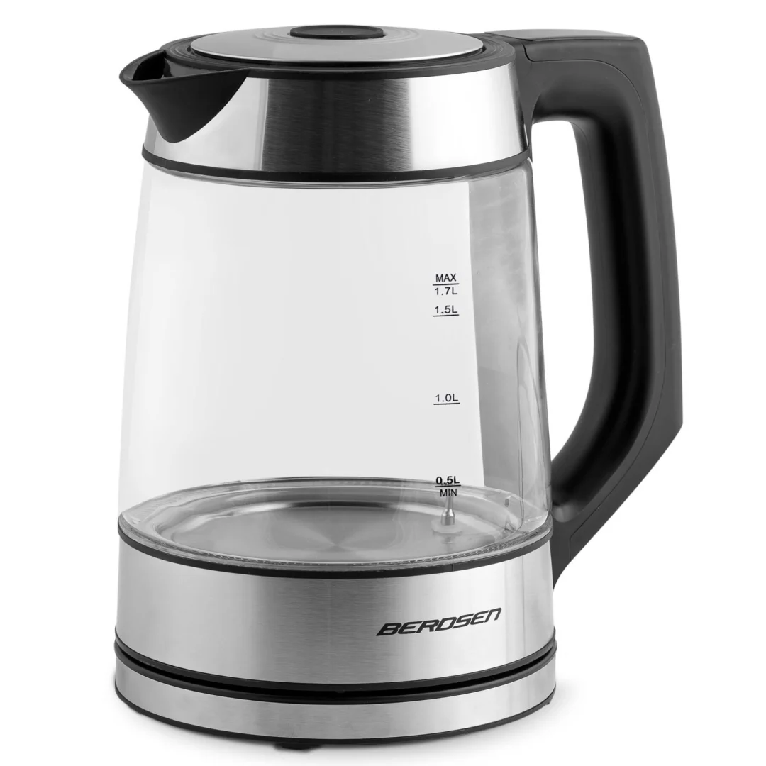 Stakleno kuhalo za vodu Berdsen BD-704, 1,7 l, crno-srebrno_2
